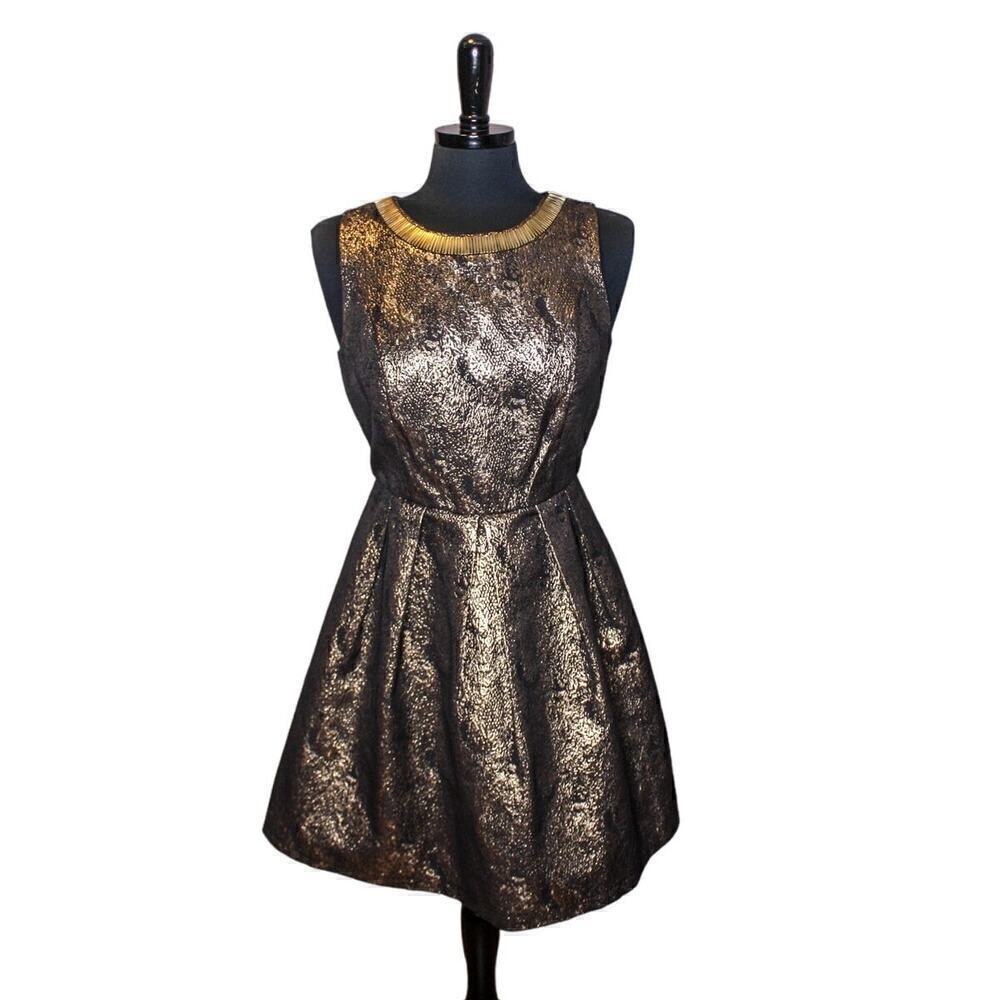 Romeo & Juliet Couture Dress Black Gold Sleeveless Size M